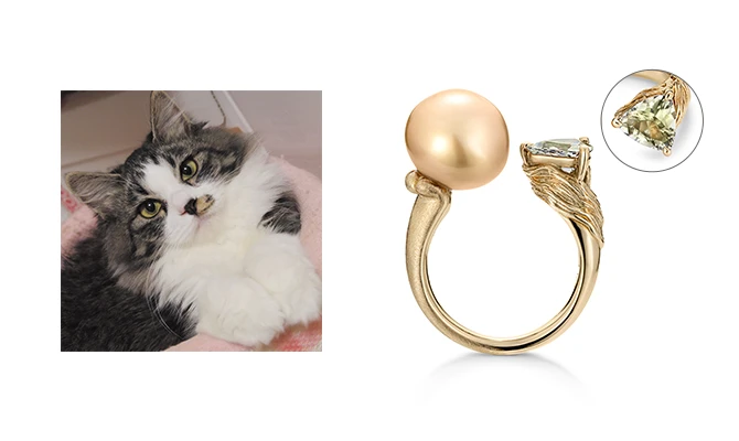 愛猫のチャームポイントをふんだんに盛り込んだリング。