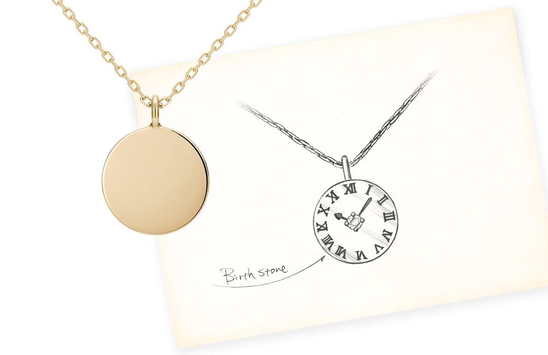 出生時刻と誕生石をデザインに入れて